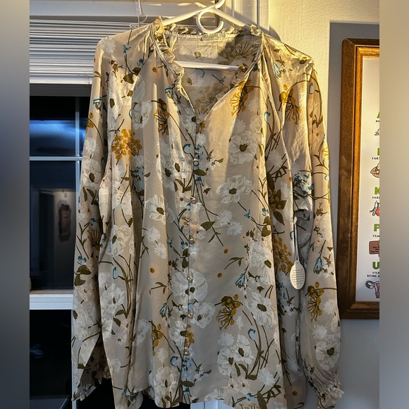 NWT Ivy Silk Blouse Babbie's Store Poppies XXL - Picture 5 of 5